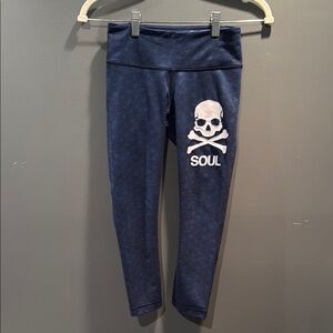 Women Soulcycle Skull Print Leggings - Navy Blue